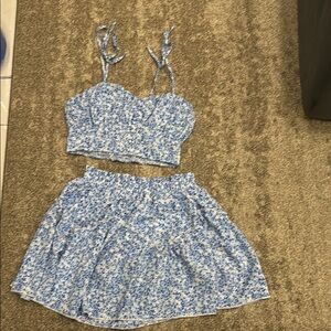 SHEIN Blue Floral Skirt